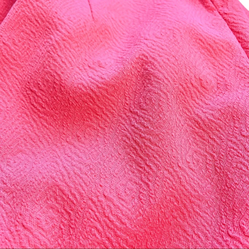 VINTAGE 1960's Pink Coral Sleeveless Textured Mid Century Day Dress - Picture 10 of 15